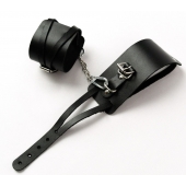 Черные кожаные оковы с креплением в виде веревочек - Crazy Handmade - купить с доставкой в Коврове