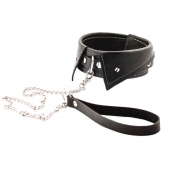 Черный ошейник-воротничок с металлическим поводком - Crazy Handmade - купить с доставкой в Коврове