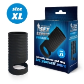 Черная открытая насадка на пенис с кольцом для мошонки XL-size - 8,9 см. - Sex Expert - в Коврове купить с доставкой
