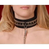 Чёрный ошейник с цепочками и поводком - Sitabella - купить с доставкой в Коврове