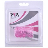 Розовая рельефная насадка на пенис - Toyfa Basic - в Коврове купить с доставкой