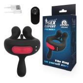 Черное эрекционное виброкольцо Sex Expert с пультом ДУ - Sex Expert - в Коврове купить с доставкой