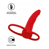 Красная насадка на пенис для двойного проникновения Black Red - 16,5 см. - ToyFa - купить с доставкой в Коврове