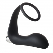 Черное эрекционное кольцо с вибропробкой Vibrating Anal Plug With Cockring - Dream Toys - в Коврове купить с доставкой