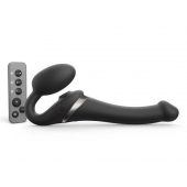 Черный безремневой страпон Multi Orgasm Size S с клиторальной стимуляцией - Strap-on-me - купить с доставкой в Коврове