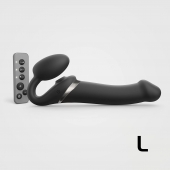 Черный безремневой страпон Multi Orgasm Size L с клиторальной стимуляцией - Strap-on-me - купить с доставкой в Коврове
