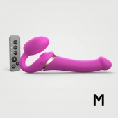 Ярко-розовый безремневой страпон Multi Orgasm Size M с клиторальной стимуляцией - Strap-on-me - купить с доставкой в Коврове