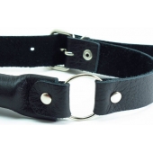 Черный кожаный кляп-трензель на кольцах - БДСМ Арсенал - купить с доставкой в Коврове