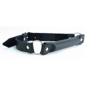 Черный кожаный кляп-трензель на кольцах - БДСМ Арсенал - купить с доставкой в Коврове