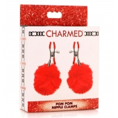 Красные зажимы на соски с помпонами Pom Pom - XR Brands - купить с доставкой в Коврове