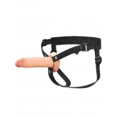 Телесный полый страпон на черных ремнях Hollow Silicone Strap-on - 17,8 см. - Pipedream - купить с доставкой в Коврове