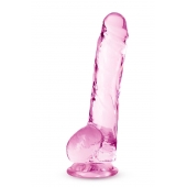 Розовый фаллоимитатор 8 Inch Crystalline Dildo - 19,5 см. - Blush Novelties