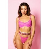 Эффектный розовый пояс из голографической эко-кожи - БДСМ Арсенал - купить с доставкой в Коврове