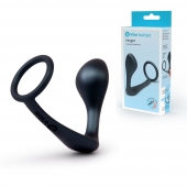 Черное эрекционное кольцо со стимулятором простаты Ringer Cock Ring   Plug - b-Vibe - в Коврове купить с доставкой