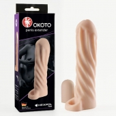 Телесная насадка-удлинитель Okoto со спиралевидным рельефом - 16 см. - Sitabella - в Коврове купить с доставкой