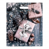 Новогодний пакет с принтом в виде подарков и вырубной ручкой (45х38 см) - Сима-Ленд - купить с доставкой в Коврове