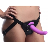 Лиловый поясной страпон Navigator Silicone G-Spot Dildo with Harness - 17,8 см. - XR Brands - купить с доставкой в Коврове