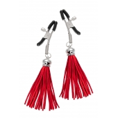 Зажимы на соски «Прищепки» с красными кисточками из замши - Pecado - купить с доставкой в Коврове