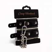 Черные скругленные наручники с мягкой бежевой подкладкой - Crazy Handmade - купить с доставкой в Коврове