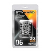 Прозрачная насадка с объёмными чёрточками STAY HARD COCK SLEEVE 06 CLEAR - Blush Novelties - в Коврове купить с доставкой