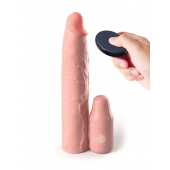 Телесная вибронасадка на член 3  Vibrating Mega X-tension with Remote - 22,9 см. - Pipedream - в Коврове купить с доставкой