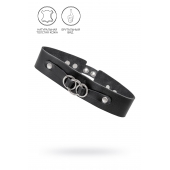 Черный чокер-ошейник со связанными кольцами на подложке - Pecado - купить с доставкой в Коврове