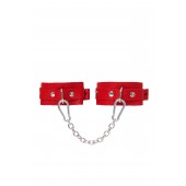 Красные кожаные узкие оковы со скруглёнными углами - Pecado - купить с доставкой в Коврове