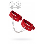 Красные кожаные узкие оковы со скруглёнными углами - Pecado - купить с доставкой в Коврове