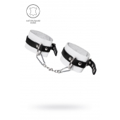 Бело-черные мягкие оковы с одним ремешком и люверсами - Pecado - купить с доставкой в Коврове