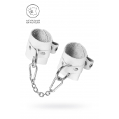 Белые мягкие кожаные наручники с люверсами - Pecado - купить с доставкой в Коврове