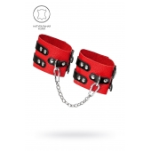 Красно-черные мягкие оковы с двумя ремешками с люверсами - Pecado - купить с доставкой в Коврове