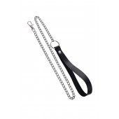 Поводок с ручкой из черной натуральной кожи и карабином для ошейника - Pecado - купить с доставкой в Коврове