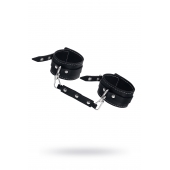 Черные двухслойные кожаные оковы с белой строчкой - Pecado - купить с доставкой в Коврове