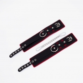 Черно-красные оковы с красной строчкой Sex - Crazy Handmade - купить с доставкой в Коврове