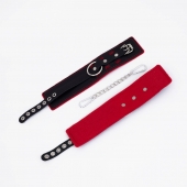 Черно-красные оковы с красной строчкой Sex - Crazy Handmade - купить с доставкой в Коврове