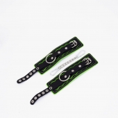Черно-зеленые кожаные наручники с зеленой строчкой - Crazy Handmade - купить с доставкой в Коврове