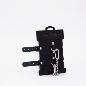 Черные кожаные оковы с хромированной фурнитурой - Crazy Handmade - купить с доставкой в Коврове