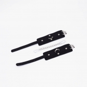 Черные кожаные оковы с хромированной фурнитурой - Crazy Handmade - купить с доставкой в Коврове