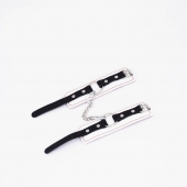 Бело-красные кожаные наручники - Crazy Handmade - купить с доставкой в Коврове