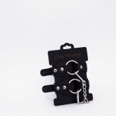 Черные кожаные оковы с кольцом - Crazy Handmade - купить с доставкой в Коврове