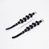 Черные кожаные оковы из звеньев - Crazy Handmade - купить с доставкой в Коврове