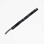 Черный кожаный ошейник с золотистой фурнитурой - Crazy Handmade - купить с доставкой в Коврове