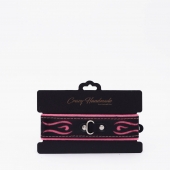 Черно-розовый кожаный ошейник с розовой строчкой - Crazy Handmade - купить с доставкой в Коврове