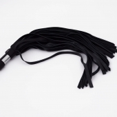 Черный кожаный флоггер со стальной ручкой - 45 см. - Crazy Handmade - купить с доставкой в Коврове