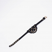 Черный фигурный кожаный ошейник с золотистой фурнитурой - Crazy Handmade - купить с доставкой в Коврове