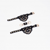 Черные наручники с золотистой фурнитурой - Crazy Handmade - купить с доставкой в Коврове