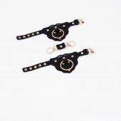 Черные наручники с золотистой фурнитурой - Crazy Handmade - купить с доставкой в Коврове