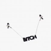 Зажимы на соски с кожаной подвеской Bitch - Crazy Handmade - купить с доставкой в Коврове