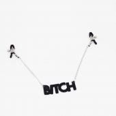 Зажимы на соски с кожаной подвеской Bitch - Crazy Handmade - купить с доставкой в Коврове