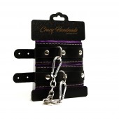 Черно-фиолетовые скругленные наручники с мягкой подкладкой - Crazy Handmade - купить с доставкой в Коврове